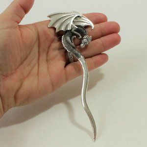 New Winged Dragon Hair Pin Stick Barrette Silver